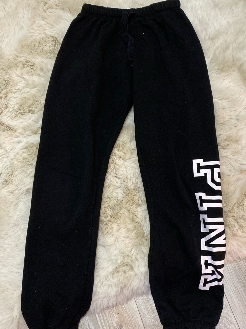 PINK Victoria's Secret Black Sweatpants with White Side Logo